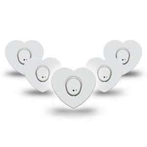 ExpressionMed White Dexcom G7 Heart Shape Tape, Dexcom Stelo Glucose Biosensor System, 5-Pack Tape and 5-Pack Sticker Clean Surface, Overlay Patch CGM Design