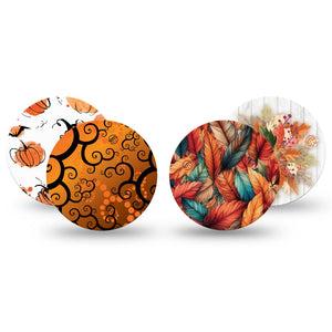 ExpressionMed Halloweeny Variety Pack Freestyle Libre Overpatch, Abbott Lingo, 4-Pack Variety Festive Autumn Holiday Fixing Ring Patch CGM Design