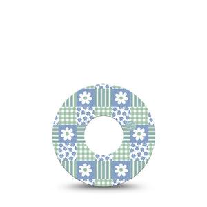 ExpressionMed Patchwork Flowers Infusion Set, 5-Pack Spring blue green print Decorative Patch For Insulin Pump