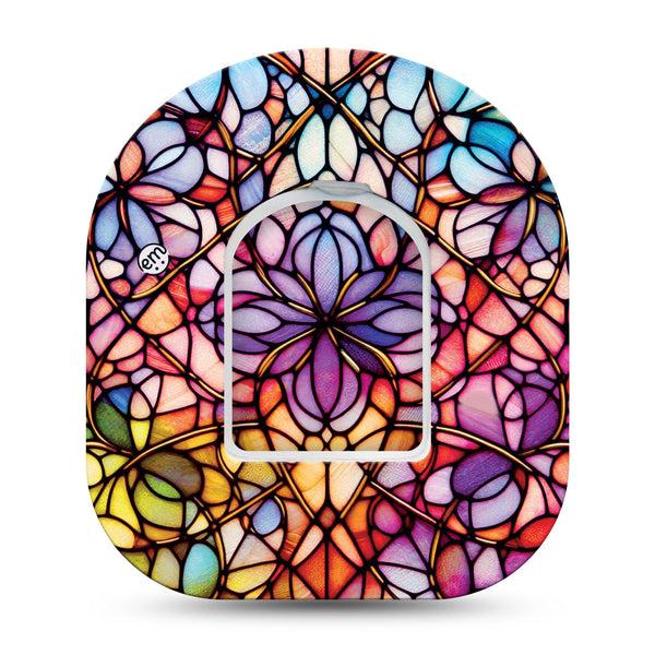 ExpressionMed Stained Glass Omnipod, Single Tape and Single Sticker stained glass mandala aesthetic Decorative Patch For Insulin Pump