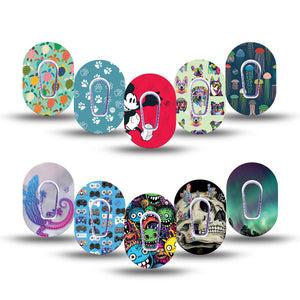 ExpressionMed Boys Holiday Gift Set Dexcom G6 Mini, 10-Pack Tape and 10-Pack Sticker, Mythical Creatures & Energetic Prints Waterproof Adhesive Tape for CGM