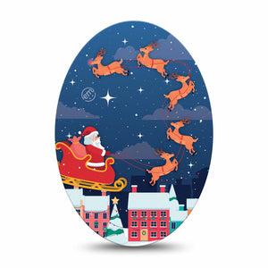 ExpressionMed Santa With Sled Medtronic Guardian Enlite Universal Oval Single Tape Cute Santa Illustration, Plaster Continuous Glucose Monitor Design