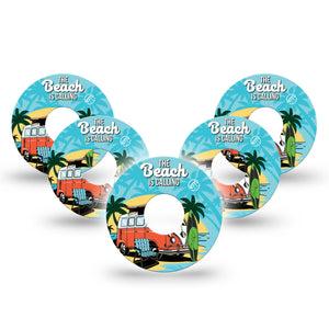 ExpressionMed The Beach Freestyle Libre 3 Tape 5-Pack Volkswagen Bus in Sand Adhesive Tape CGM Design