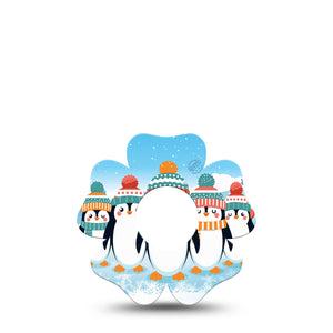 ExpressionMed Penguins In Row Infusion Set Flower Shape Tape 5-Pack Tape Group of Penguins, Plaster Continuous Glucose Monitor Design