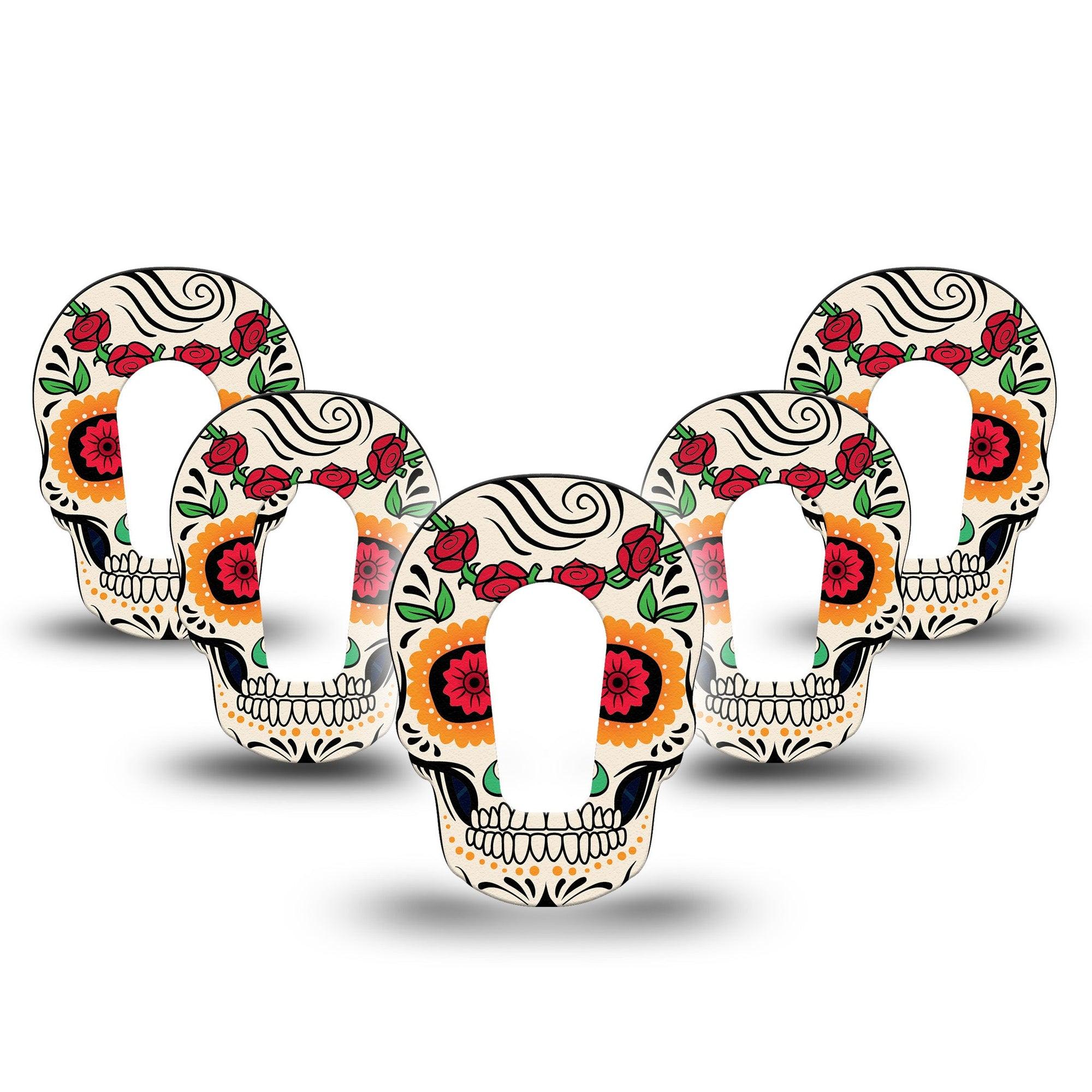 ExpressionMed Dia De Los Muertos Dexcom G6 Skull Shape Tape 5-Pack Tape Festive Decor Plaster Continuous Glucose Monitor Design