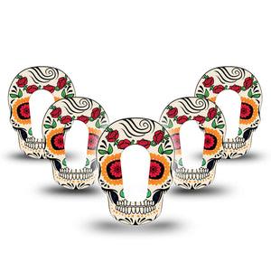 ExpressionMed Dia De Los Muertos Dexcom G6 Skull Shape Tape 5-Pack Tape Festive Decor Plaster Continuous Glucose Monitor Design