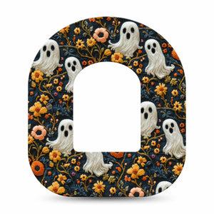 ExpressionMed Embroidered Ghost Omnipod Tape, Single Tape Textile Ghosts Inspired, Adhesive Patch Pump Design