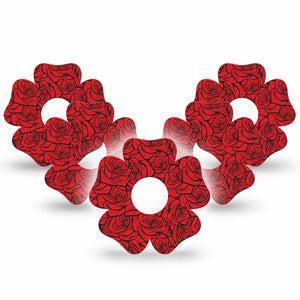 ExpressionMed Roses Freestyle Libre 3 and Libre 3 Plus Flower, 5-Pack Romantic red roses Sensor Cover for Continuous Glucose Monitor