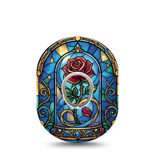 ExpressionMed Enchanted Rose Dexcom G7 and Dexcom Stelo Glucose Biosensor System, Single Tape and Single Sticker fairytale flower style Overlay Patch for CGM