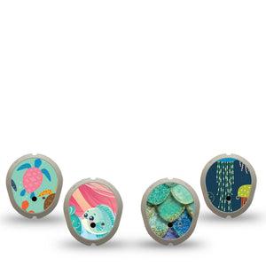 ExpressionMed Tidepool Dexcom G7 and Dexcom Stelo Glucose Biosensor System Sticker, 4-Pack Sticker coastal marine life pattern Sensor Cover for Continuous Glucose Monitor