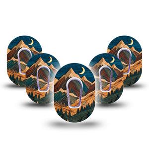 ExpressionMed Wood Mountains Dexcom G6 Mini, 5-Pack Tape and 5-Pack Sticker woodland mountain scene Waterproof Sensor Cover for Continuous Glucose Monitor