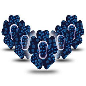 ExpressionMed Blue Drops Dexcom G6 Flower Shape Tape, 5-Pack Tape and 5-Pack Sticker Circular Blue Shapes, Adhesive Patch Continuous Glucose Monitor Design