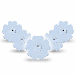 ExpressionMed Light Wash Jeans Freestyle Libre 3 and Libre 3 Plus Flower Shape Tape, 5-Pack Tape and 5-Pack Sticker Light Blue Jean Inspired Blue, Overlay Tape CGM Design