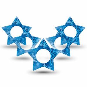 ExpressionMed Falling Snow Freestyle Libre 2 and Libre 2 Plus Star Shape Tape, Abbott Lingo, 5-Pack Tape Winter Crystals, Adhesive Tape CGM Design