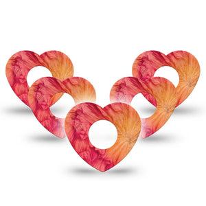 ExpressionMed Ruffles Infusion Heart, 10-Pack Orange red ombre Adhesive Tape For Pump