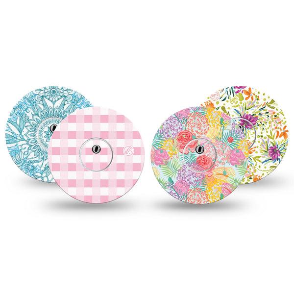 ExpressionMed Fresh Greenery Freestyle Libre 3 and Libre 3 Plus, tape and sticker  Pastel florals Fixing Ring Tape for Continuous Glucose Monitor