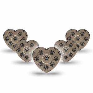 ExpressionMed Fuzzy Pawprints Freestyle Libre 3 and Libre 3 Plus Heart, 5-Pack Tape and 5-Pack Sticker Fur pawprints Adhesive Patch for Continuous Glucose Monitor