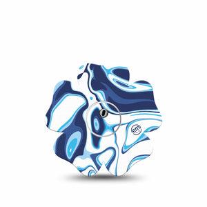 ExpressionMed Blue Marble Freestyle Libre 3 and Libre 3 Plus Flower Shape Tape Single Tape and Single Sticker Swirling Pattern, Overlay Tape CGM Design