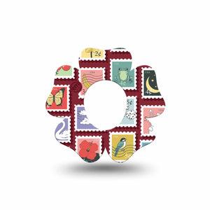 ExpressionMed Postage Stamp Dexcom G7 and Dexcom Stelo Glucose Biosensor System Flower, Single Tape Cute icon postage stamps Adhesive Tape for CGM