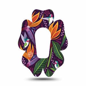 ExpressionMed Hummingbird Dexcom G6 Flower Shape Tape Single Tape Hummingbird Blooms Adhesive Patch Continuous Glucose Monitor Design