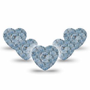 ExpressionMed Seashells Freestyle Libre 3 and Libre 3 Plus Heart Shape Tape, 5-Pack Tape and 5-Pack Sticker Summertime Sea Shells, Patch CGM Design