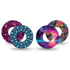 ExpressionMed Welcome to Neon Variety Pack Freestyle Libre Tape, Abbott Lingo, 4-Pack Tape Variety Neon Geo Shapes, Fixing Ring Tape Continuous Glucose Monitor Design