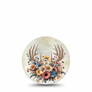 ExpressionMed Floral Antlers Freestyle Libre and Libre 2 Plus Sticker and Tape, Abbott Lingo, Dull Flower Bouquet, Adhesive Sticker and Tape Design Continuous Glucose Monitor Design