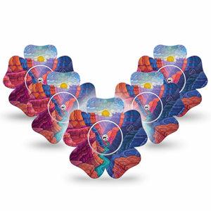 ExpressionMed Grand Canyon Freestyle Libre, Libre 2 Plus, and Abbott Lingo Flower, 5-Pack Tape and 5-Pack Sticker earthy rock aesthetic Waterproof Plaster for Continuous Glucose Monitor