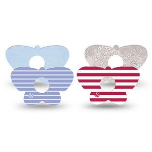 ExpressionMed Washed Classics Freestyle Libre 3 and Libre 3 Plus Butterfly, 4-Pack Tape distressed patriotic look Waterproof Plaster for CGM
