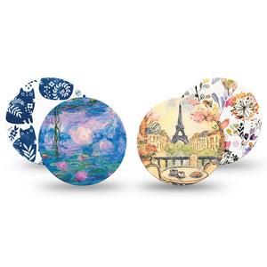 ExpressionMed WAtercolor Muse Freestyle Libre 3 and Libre 3 Plus OverPatch, 4-Pack Tape Spring inspired prints Plaster for CGM