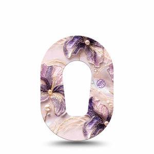ExpressionMed Pink Pearls Dexcom G6 Mini, Single Tape Pink glistening florals Adhesive Tape for CGM