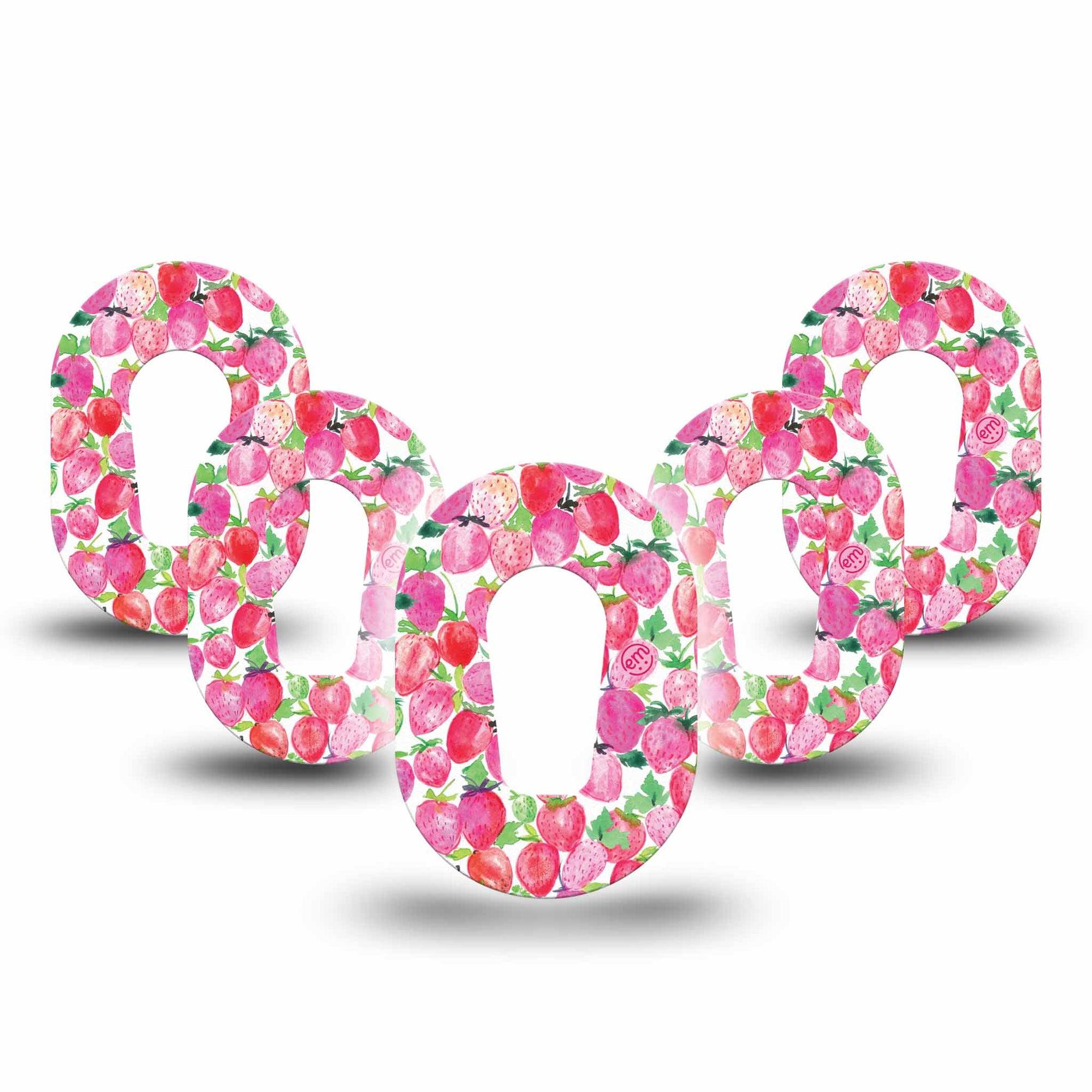 ExpressionMed Strawberry Crush Dexcom G6 Mini Tape 5-Pack Pinky Strawberries Adhesive Tape CGM Design