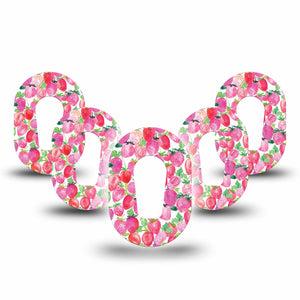 ExpressionMed Strawberry Crush Dexcom G6 Mini Tape 5-Pack Pinky Strawberries Adhesive Tape CGM Design