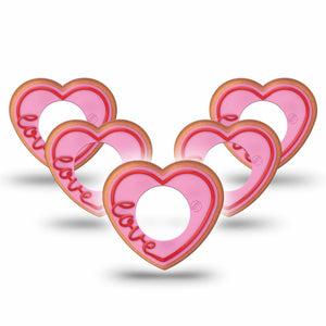 ExpressionMed Love Cookie Freestyle Libre 2 Heart Shape Tape, Abbott Lingo,  5-Pack Tape Pink Frosted Cookie, Adhesive Patch CGM Design