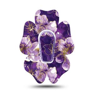 ExpressionMed Plum Gold Dexcom G6 Flower, Single Tape and Single Sticker Deep purple and gold Adhesive Tape for CGM