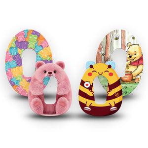 ExpressionMed Bear Necessities Dexcom G6, 4-Pack Tape Animals and hearts Decorative Adhesive Tape for CGM