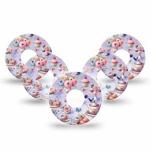 ExpressionMed Floral Tea Party Freestyle Libre 3 and Libre 3 Plus Tape 5-Pack Tape Adorable Tea Party Setup, Adhesive Tape Continuous Glucose Monitor Design