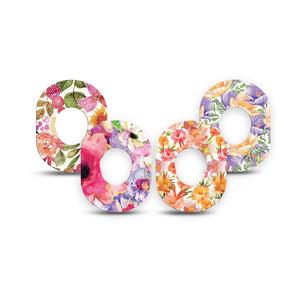 ExpressionMed Blooming Radiance Variety Pack Dexcom G7 Mini Tape, Dexcom Stelo Glucose Biosensor System, 4-Pack Tape Variety Sheer Inspired Petals, Patch Continuous Glucose Monitor Design