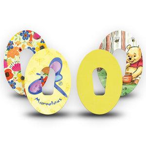 ExpressionMed Soft Sunshine Variety Pack Dexcom G6 Sticker and Tape Soft Yellow Monochromatic Mix, Vinyl Sticker and Tape Design CGM Design