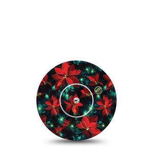 ExpressionMed Christmas Floral Freestyle Libre and Libre 2 Plus Sticker and Tape, Abbott Lingo, Christmas Bloom, Adhesive Sticker and Tape Design Continuous Glucose Monitor Design