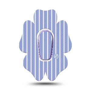 ExpressionMed Blue Stripes Dexcom G6 Flower, Single Tape and Single Sticker Peaceful blue white stripes Adhesive Tape for CGM