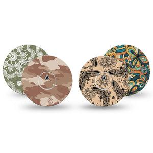 ExpressionMed Khaki Florals Variety Pack Freestyle Libre 3 and Libre 3 Plus Sticker and Tape  Earth Tones Variety Prints, Vinyl Sticker and Tape Pairing CGM Design