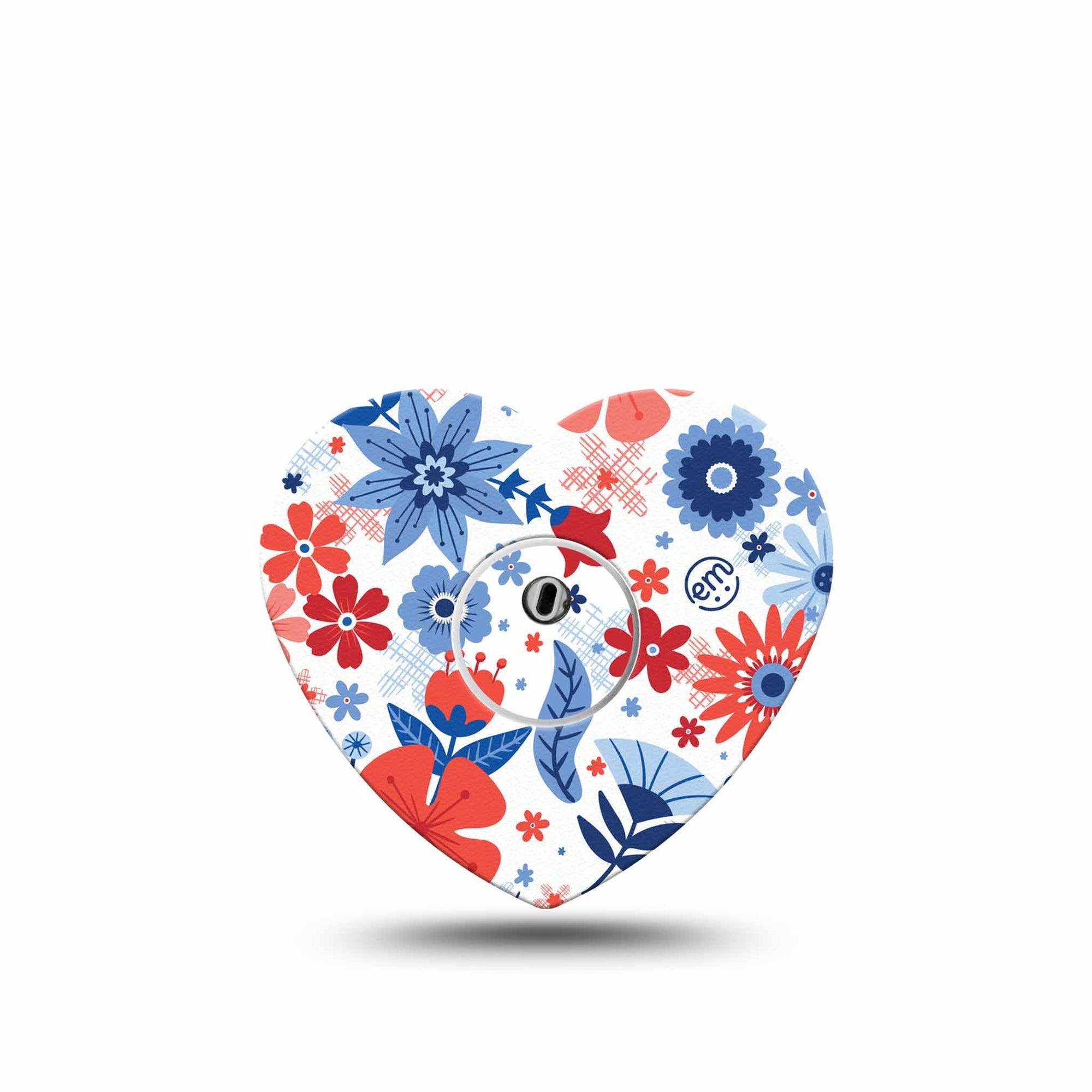 ExpressionMed July Flowers Freestyle Libre 3 Heart Shape Tape Single Tape and Single Sticker United States Garden Patch CGM Design