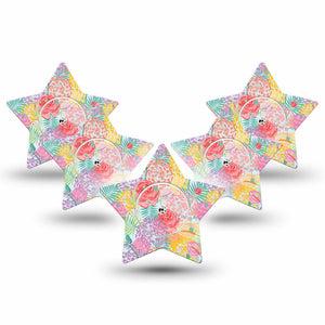 ExpressionMed Spring Flowers Freestyle Libre, Libre 2 Plus, and Abbott Lingo Star, 5-Pack Tape and 5-Pack Sticker Cheerful floral print Waterproof Sensor Cover for Continuous Glucose Monitor