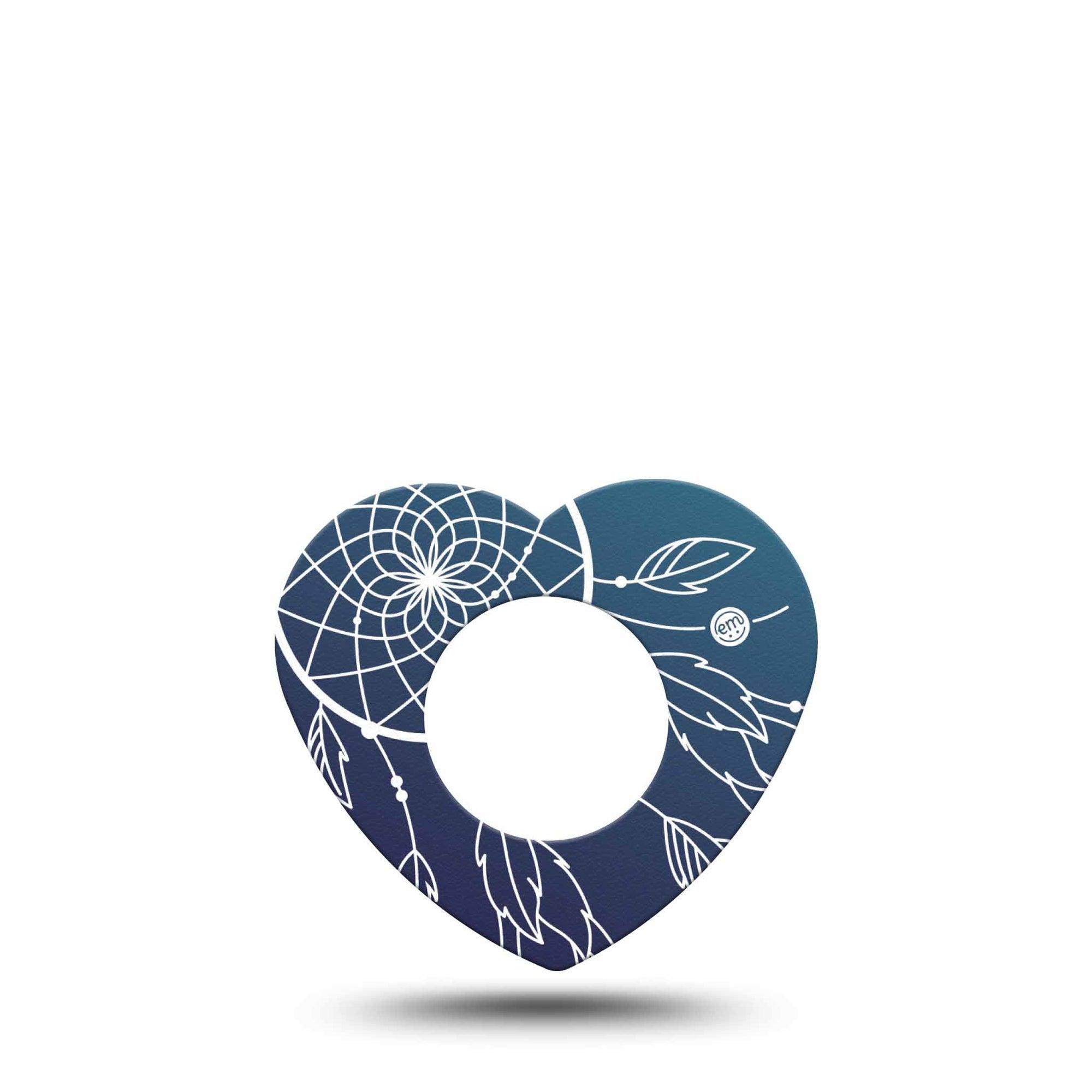 ExpressionMed Blue Dreamcatcher Freestyle Libre 2 and Libre 2 Plus Heart Shape Tape, Abbott Lingo, Single Tape Artistic Charm Plaster CGM Design