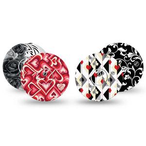ExpressionMed Ace of Style Variety Pack Freestyle Libre 3 and Libre 3 Plus Tape 4-Pack Tape and 4-Pack Sticker Variety Spades Heart Floral Rose Prints, Adhesive Tape Continuous Glucose Monitor Design