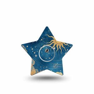ExpressionMed Mystic Skies Freestyle Libre 3 and Libre 3 Plus Star, Single Tape and Single Sticker Moody sky Fixing Ring Tape for CGM
