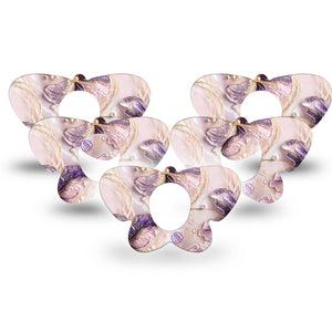 ExpressionMed Pink Pearls Dexcom G7 and Dexcom Stelo Glucose Biosensor System Butterfly, 5-Pack Shimmer like flowers Adhesive Tape for Continuous Glucose Monitor