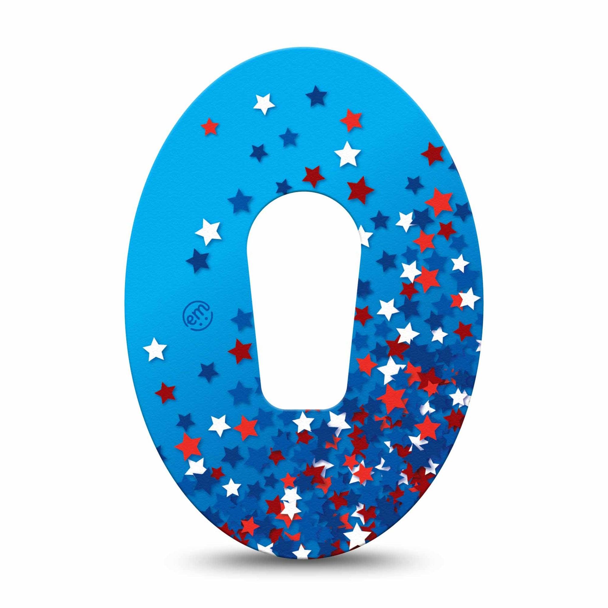 ExpressionMed Confetti Stars Dexcom G6 Tape Single Tape Sprinkle Of American Stars, Plaster Continuous Glucose Monitor Design