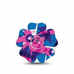ExpressionMed Violet Vortex Freestyle Libre 3 and Libre 3 Plus Flower Shape Tape Single Tape and Single Sticker Fun Shape Mix, Overlay Tape CGM Design